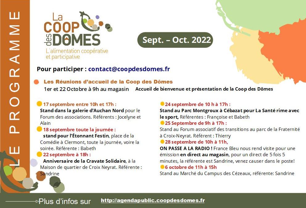 Notre programme de Septembre